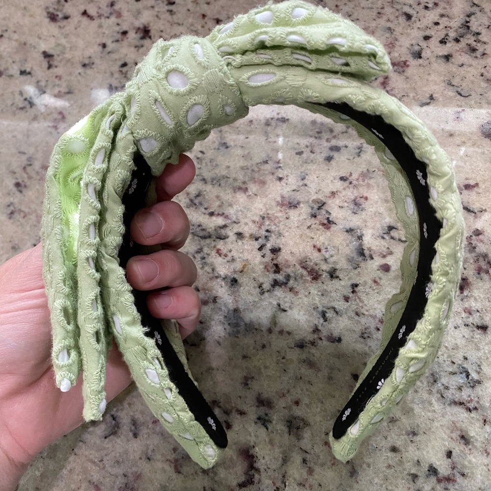 Lele Sadoughi Bow Holly Eyelet headband green